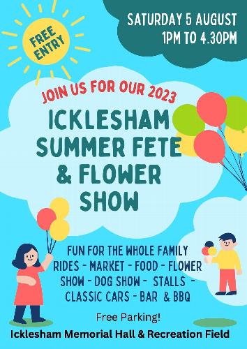 Icklesham Fete and Flower Show August 5th is the date of the Icklesham Fete and Flower Show